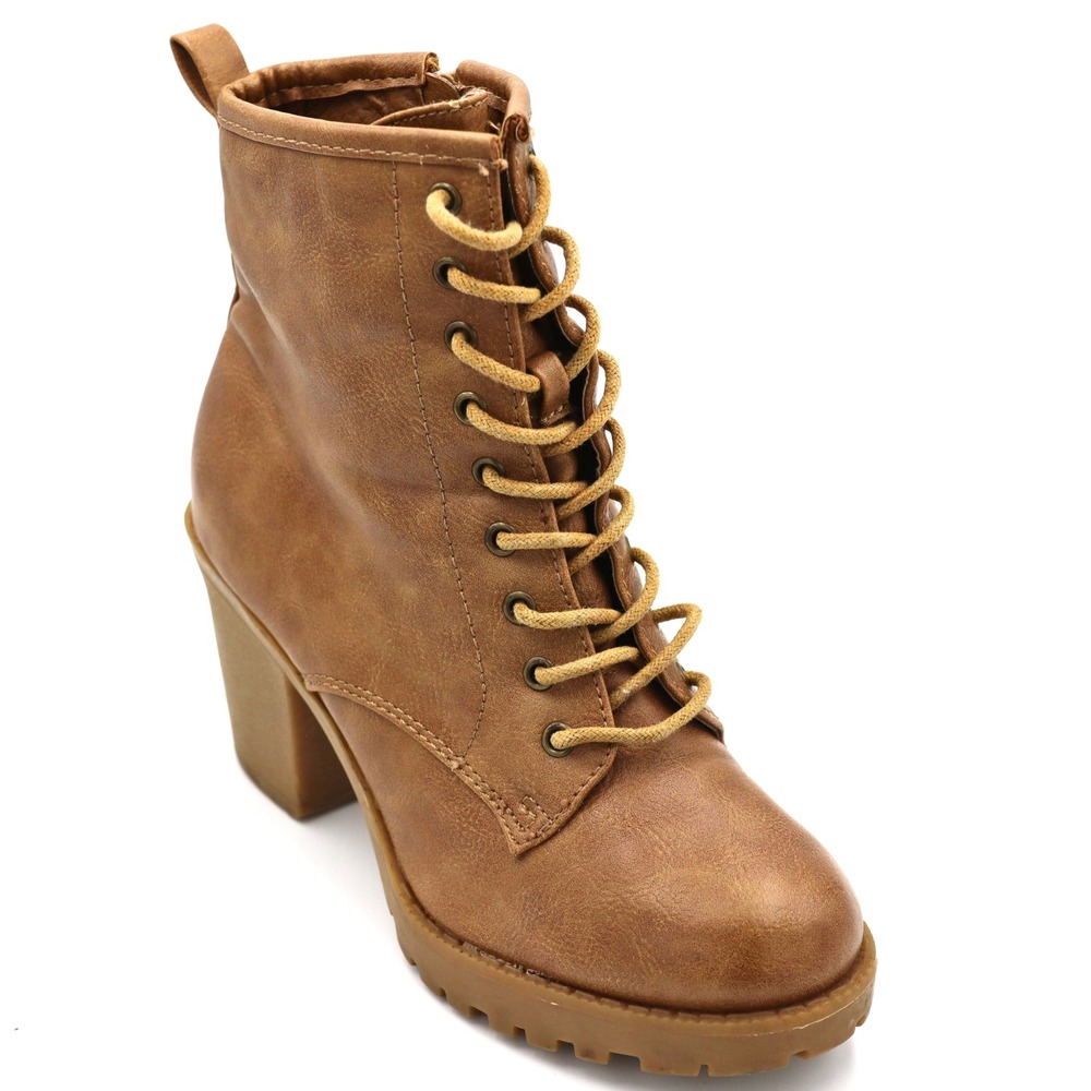 Zigisoho Kourtlan Combat Boots‎ Womens 7 Tan Brown Lace Up Lug Sole Casual Ankle